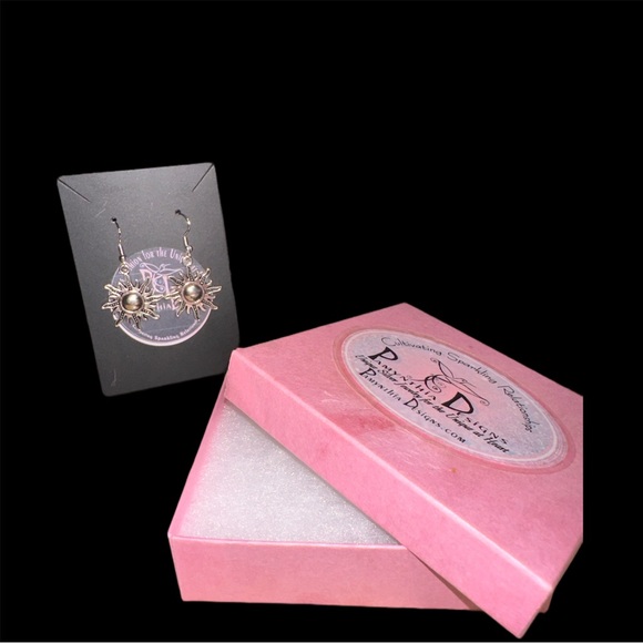 Sun Wire Hook Earrings in Silvertone - Picture 4 of 4